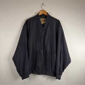Atlantic Beach Vintage 100% Silk Bomber Jacket Navy Blue XL Men’s Unisex